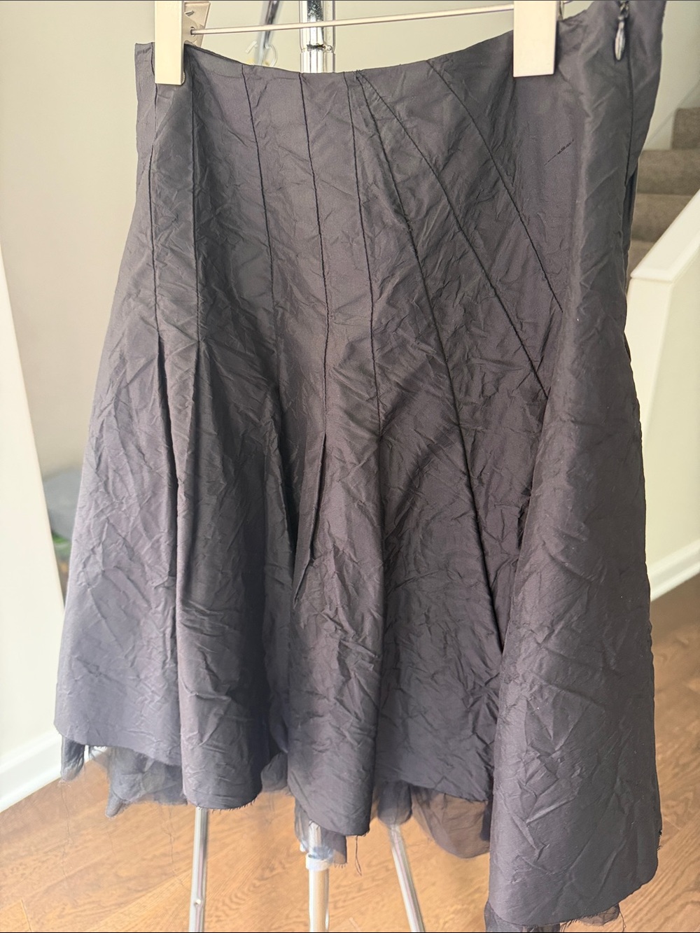Gary Graham Black A-Line  silk Skirt